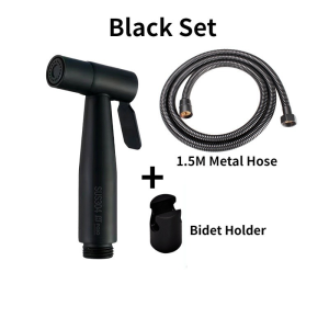 SUS304 Stainless Steel Toilet Bidet Sprayer Set Handheld Bathroom Bidet Sprayer Set With Holder Hose Bidet Toilet Spray Gun Black