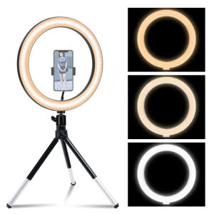 26 ซม.LED Selfie แหวนแสง LED การถ่ายภาพ RingLight พร้อมขาตั้งกล้องและขาตั้งโทรศัพท์สําหรับวิดีโอ YouTube Live แต่งหน้าเติมโคมไฟ