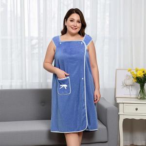 Plus Size Women’s Adjustable Bath Towel Robe - Cute Bow Soft Wearable Shower Towel Skirt with Pocket for Home
