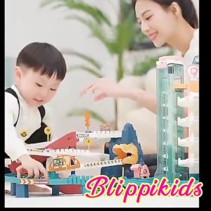 Đồ chơi Gara 5 tầng với thang cuốn tự động / Hệ thống City Parking có bảng chỉ dẩn biển báo âm nhạc 8 Xe ô tô (TẶNG PIN)