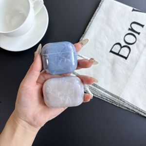 Fashion Blue White Silk-Texture Pearlescent Bowknot Ribbon Pattern Earphone Case Cover for AirPods 1 2 3 4 Pro 2 Pro 3