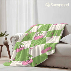 Beast Kingdom | Cherry Checkerboard Soft Warm Flannel Blanket Lightweight Cozy Christmas Halloween Home Decor Room