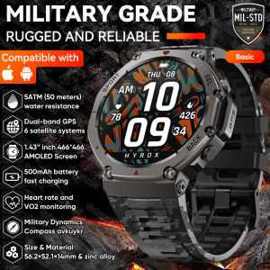 2025 Original T-Rex 3 Pro Military GPS Smart Watch 5ATM Waterproof Built-in GNSS Clcok Compass Altimeter 500mAh Smartwatches Men