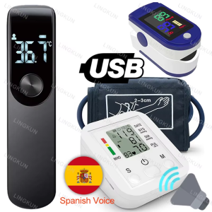 Spanish Voice Arm Automatic Blood Pressure Monitor BP Sphygmomanometer Pressure Meter Tonometer for Measuring Arterial Pressure