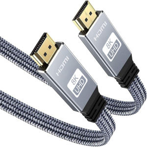 MIZIQIER 8K HDMI Flat Cable 48Gbps High Speed 8K60 4K120 144Hz Braided HDMI 2.1 3D eARC HDCP 2.2&2.3 Compatible with Roku TV/PS5
