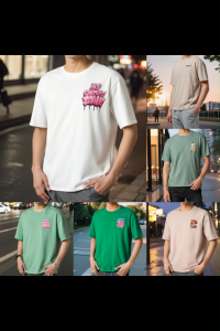 Manfinity Mens Drop-Shoulder T-Shirt With Print on Front and Back