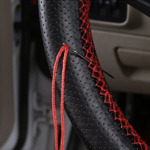 DIY Leather Steering Wheel Covers Soft Fiber Universal Braid Car Steering-Wheel With Needles and Thread Interior Accessories