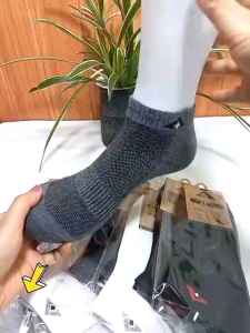 Combo 10 đôi tất nam cổ ngắn mix 2 màu ĐEN + Màu GHI vải cotton dệt kim dày vừa thoáng khí đeo tới mắt cá chân
