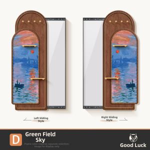 HAOJIUBUJIAN | Vintage Style Hollow Board Hidden Sliding Full Length Mirror