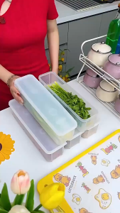 KUNOISE กล่องตู้เย็นที่เก็บผักปิดผนึกกรอบการเตรียมอาหารแบบหลายจานอเนกประสงค์ที่เก็บบะหมี่และไข่ที่ยอดเยี่ยม