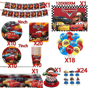 New Lightning McQueen Car Birthday Party Decorations Cars Tableware Set Tablecloth 3d Balloon for Kids Baby Shower Gifts
