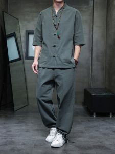 JIARONG | Slim Fit Summer Linen Shirt V-Neck Modern Chinese Style