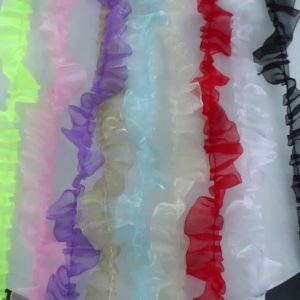  6Yards Pleated Ruffle Lace Trim Fabric Trims 5cm Wide Fold Wave Embroidery Lace Organza Tulle Fabric Ruffles Edge Lace Trim