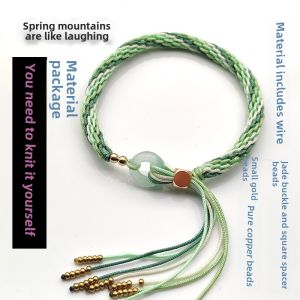 Colorful Rope Gold Beads Handwoven Red Rope Bracelet DIY Material Kit for Dragon Boat Festival Ethnic Style Fashion Jewelry