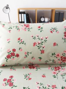 Pure Cotton Rose Pillowcase Set of Two Internet Famous Single Pillow Core Inner Cover Natural Green Background Bedding Accessories