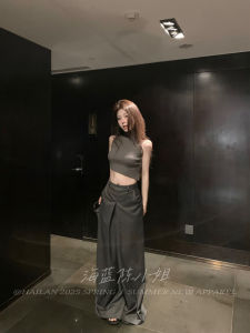 Áo Len Dệt Kim Cổ Cao Không Đều Áo Khoác Nữ Quần Dài Ống Rộng Cạp Cao Quần Dài Thường Ngày Áo Khoác Nữ Mùa Thu 2025