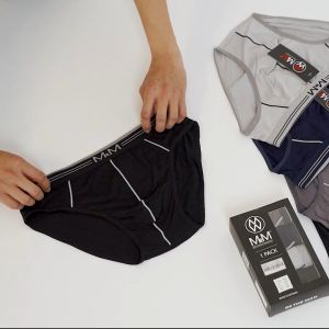 Hộp 3 quần lót nam cotton Organic tự nhiên co giãn thấm hút mồ hôi MRM Manlywear-CB3TGCTT