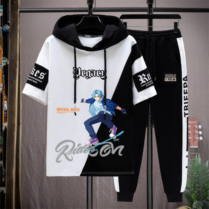 13 Teenagers Summer Short-Sleeved T-shirt Boys 12-15 Years Old Middle School  Students 14 Handsome Teen Men's Clothing Sports Suit