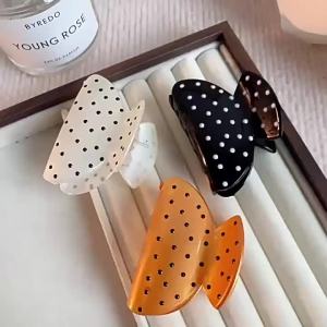 [J] France Style Women Wave Dot Design Hair Claw Barrettes Girl Fashion Hair Clip Sweet Hair Accessories Headwear