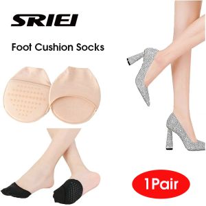 SRIEI 1Pair Half Forefoot Socks Foot Cushion Socks for High Heels Seamless Toe Topper Liner Non-Slip Pain Relief Sponge Womens Invisible