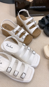 LALA Shoes Womens Thick Bottom Wedge Heels Sandals with Rubber Chunky Heel and Ankle-Strap for Summer Footwear