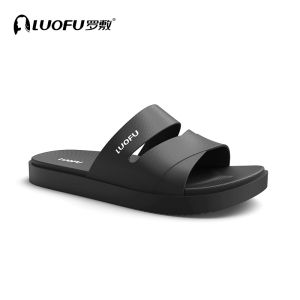 Luofu Mens Outdoor Indoor Anti-slip Wear-resistant Slippers Fashionable Casual Sandals PVC Upper EVA Bottom Pure Color