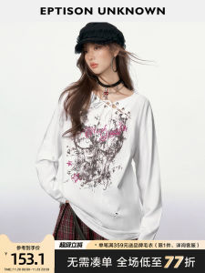 EPTISON Womens Long Sleeve T-Shirt Cotton Print Design Loose Fit Belted Detail Sweet And Spicy Top for Autumn 2025