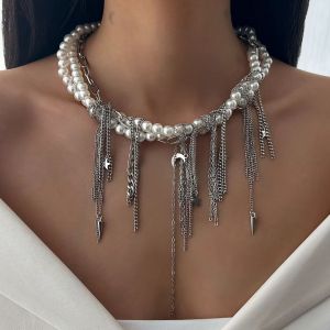 Ingemark Vintage Ngôi Sao Trái Tim Tình Yêu Tua Rua Liên Kết Mặt Dây Chuyền Vòng Cổ Choker Nữ Sáng Tạo Giả Ngọc Trai Trang Sức Dự Tiệc