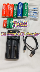 Yonii D2 Smart Battery Charger for 1.2V Rechargeable AA/AAA NiMH Batteries and 3.7V Li-on Each Slot Independently Chargeable Mixed Charging USB Type-C Charging Port