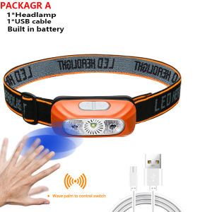 XIWANGFire | Mini Rechargeable Sensor Headlamp Powerful Fishing Camping USB Head Flashlight COB LED Head Light Torch Headlights Front Lantern