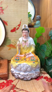 Bộ Ba Tượng Tam Thánh Phật Tượng Thích Ca Địa Tạng Quan Thế Âm Bồ Tát màu Vàng Tượng cao 30cm
