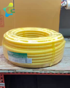 Nano ท่ออ่อนลายลูกฟูกพีวีซี 3/8" สีเหลือง ยาว 50 เมตร/ม้วน รุ่นหุน NNCY15 ท่อร้อยสายไฟ ท่อเหลือง