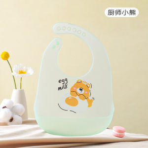 Ultra-Soft Waterproof Silicone Baby Bibs for Feeding And Catching Saliva Toddler Feeding Helper Soft Chewable Bibs for Babies