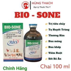 Bio Sone 100ml 20ml trị tiêu chảy tụ huyết trùng thương hàn sốt bỏ ăn không rõ nguyên nhân trên gia súc gia cầm gà đá heo