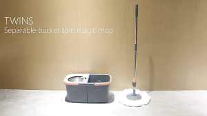 Keycool Dual Bucket Spin Mop Set with Detachable Buckets Hands-Free Wringer Wet & Dry Floor Cleaning Mop for Home Kitchen Bathroom