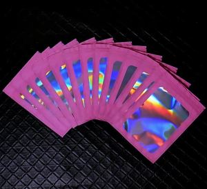 20 Pc Smell Proof Mylar Bags Resealable Odor Proof Bags Holographic Packaging Pouch Bag With Clear Window For Food