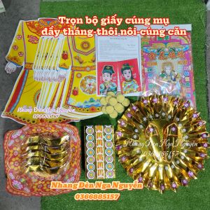Trọn bộ giấy cúng bà mụ cúng đầy tháng thôi nôi cúng căn màu vàng