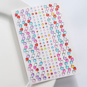 1Pcs 3D Iridescent Love-Heart Face Gems Self-Adhesive Stickers Sparkle Diamond Temporary Tattoos for Child Gril Eye Body Makeup