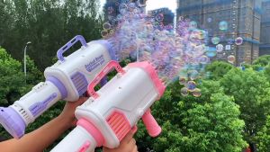 Mainan anak bubble gun bazooka rocket launcher tembakan gelembung sabun basoka elektrik machine