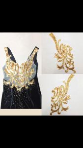 1Pair Sequin Embroidery Lace Fabric Applique Baroque Flower Lace Fabric Trim for Wedding Dress DIY