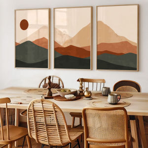 Set of 3 Abstract Boho Mountain Poster Canvas Print Painting Wall Art Bedroom Study Studio Living Room Home Decor