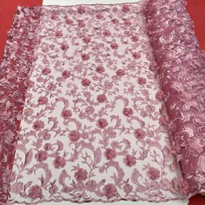 (HARGA PERSETENGAH METER) bakal kain kebaya tulle 3D(tiga dimensi)/brokat bunga timbul full mutiara