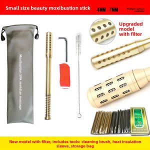 Small Size Handheld Pure Copper Moxibustion Stick Facial Beauty Ear Acupoint Stimulation Facial Massage Thermal Healing Tool