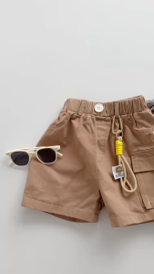 Quần short kaki phối túi hộp kèm đai cho bé trai 1 đến 7 tuổi mặc đi học đi chơi BERNIE P1124Q52