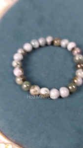 Vòng chuỗi tay đá Cẩm Thạch thiên nhiên lên bông trơn size 8 li không kén mệnh | Hoa Minh Gem