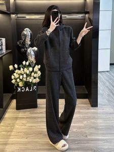 La Chapelle Casual Sportswear Set Womens Autumn Winter New Style Popular Streetwear Sweatshirt Wide Leg Pants Two Piece Set