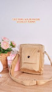 Trapicis - Tas Selempang Corduroy Tas Bahu Lucu Uniseks Sling Bag Multifungsi