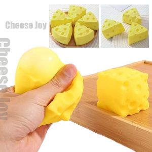 *Cute Cheese Cube Stress Cheese Shapeable Squeeze Ball Non-Bounce Fidget Toy ASMR Sensory Anti-Stress Festival Gift