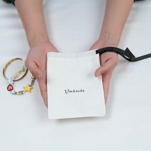 10Pcs Cotton Linen Jewelry Bags Set Breathable Portable Sacks for Earrings Rings Necklaces Bracelets - Wedding Gift Packaging