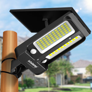 Intelamp 4000mah Solar Lights Outdoor With Two Motion Sensors Security Flood Light Street Light For Garden Yard Garage Path Wall